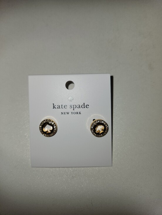kate spade Jewelry - kate spade Gold and Clear Spade Circle Crystal Stud Earrings NWT